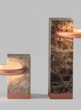 法国La Chance Sebastian 典雅大理石铜盘柱客厅台灯