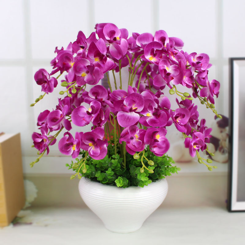 包邮蝴蝶兰仿真花套装假花客厅卧室摆放花艺装饰花塑料花干花绢花