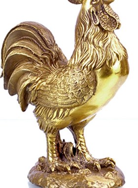 纯铜鸡摆件铜公鸡金鸡大公鸡招财生肖鸡元宝鸡家居客厅风水工艺品