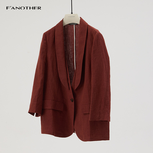 外套女 一粒扣西装 名邦女装 高品通勤休闲100亚麻长袖