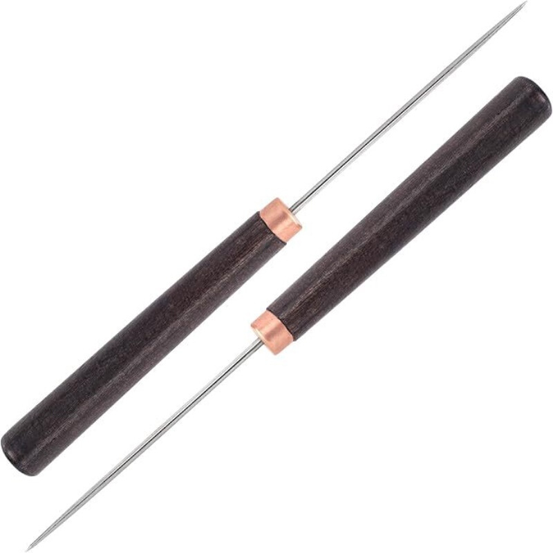 木柄锥子工具，皮革锥子打孔工具，细长的刮痕锥子，用于皮革工艺