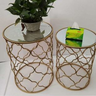 现代风格 饰品创意茶几桌 轻奢铁艺术茶几金色样板间软装