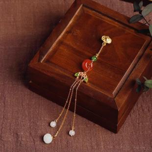 新中式平安扣旗袍压襟扣女鎏金古风高级感挂件宫廷风胸针胸饰挂饰