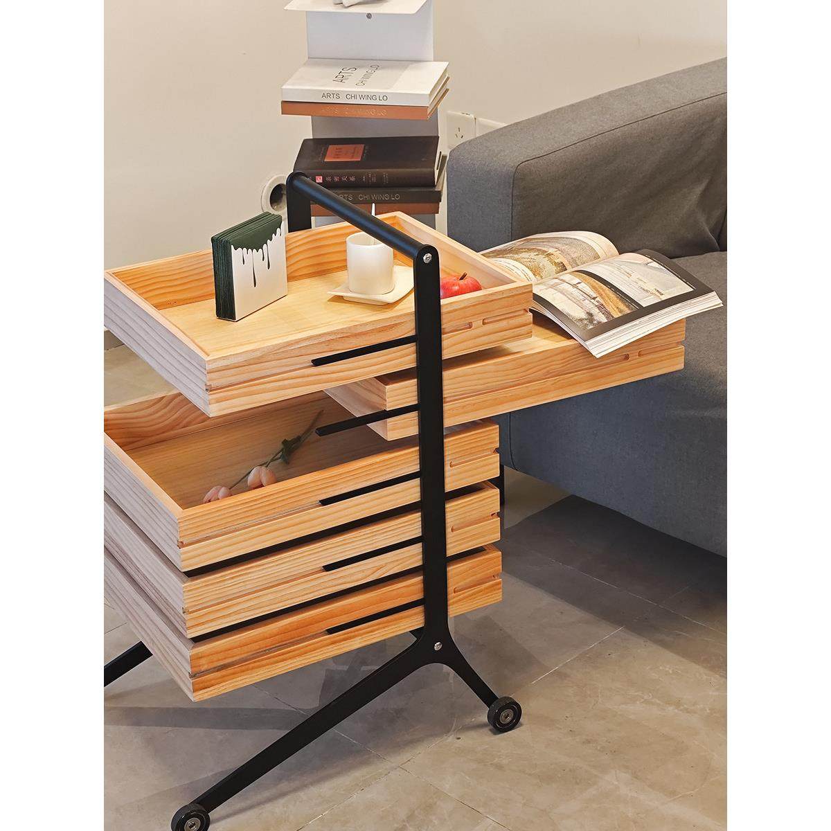 边几移动小推车茶几实木中古边柜收纳沙发侘寂风边桌置物架易家居,住宅家具,移动边几/推车,淘宝优惠券,粉丝福利购,淘宝优惠卷