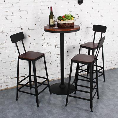 铁艺吧台椅酒吧高脚凳吧椅简约小圆方桌家用前台实木桌椅套装组合