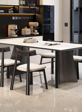 2025年新款意式极简轻奢小户型长方形家用岩板餐桌椅组合吃饭桌子