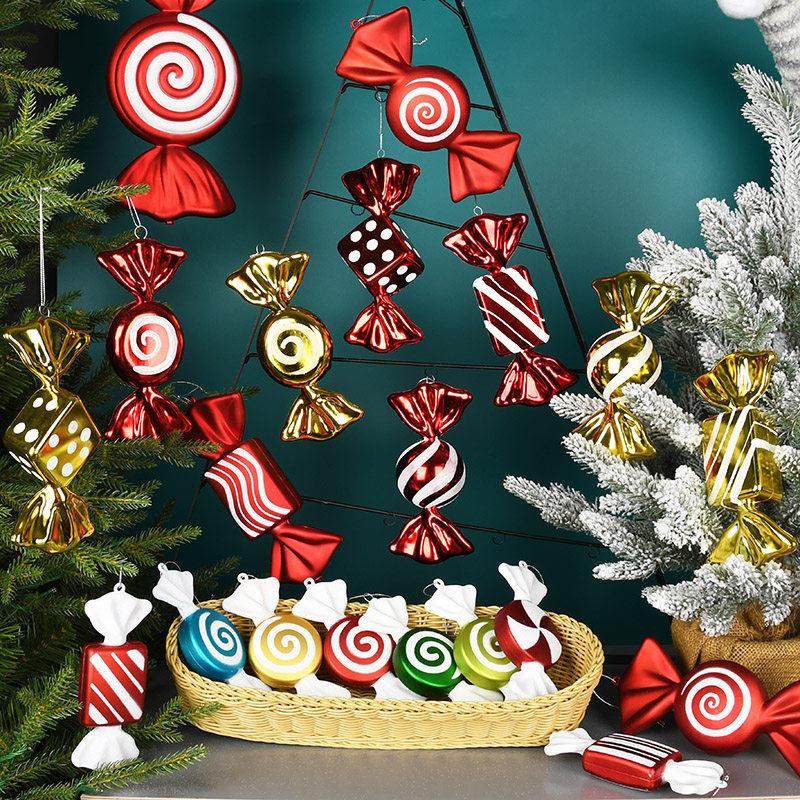 圣诞装饰品盒装彩绘糖果拐杖吊饰组合摆件婚庆天花板吊顶装饰场景