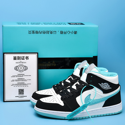 aj男鞋高帮红勾脚趾板鞋郭艾伦空军一号aj1纯白色篮球鞋黑曜石蓝
