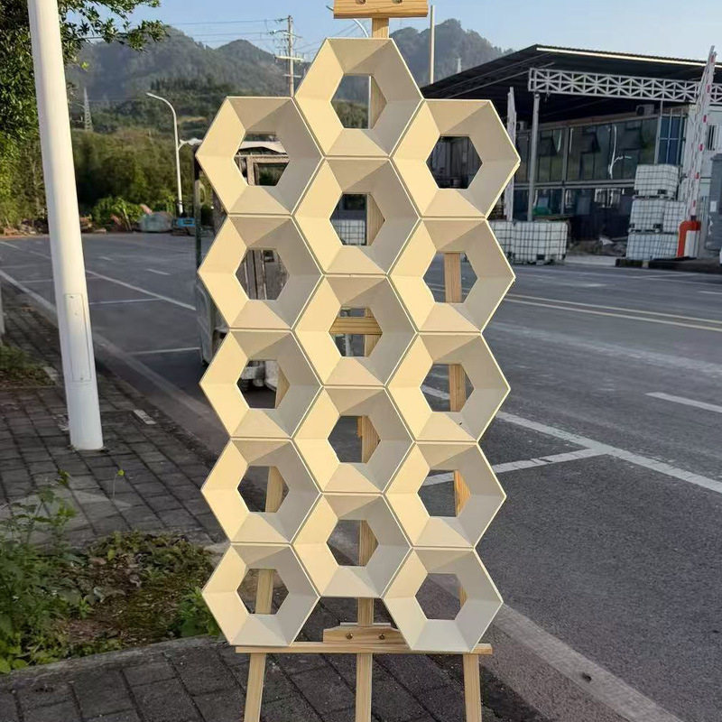 pu蜂巢构件3D九宫格空心砖波浪纹隔断背景镂空艺术立体装饰墙面