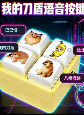 我的刀盾新款语音按键四宫格键盘解压发声搞笑整蛊钥匙扣小礼物