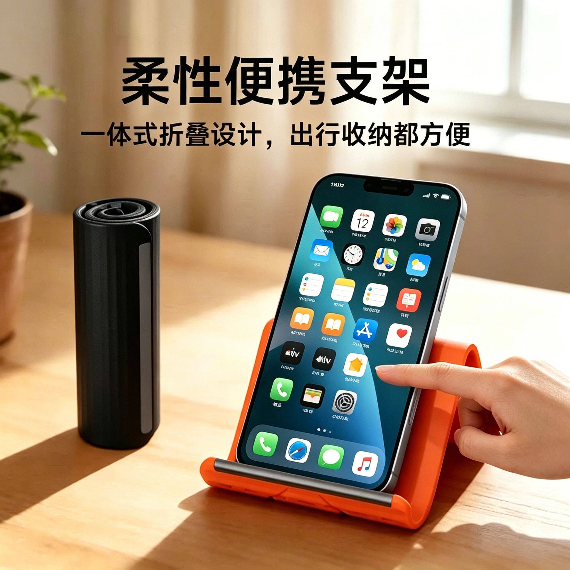 柔性手机平板支架硅胶支撑架创意柔性可折叠变形懒人便携旅行支架