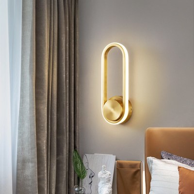 全铜壁灯卧室床头灯走廊 过道背景墙壁灯语音声控智能灯具