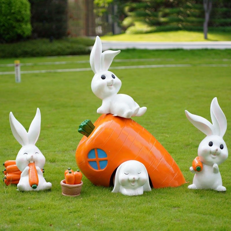 卡通兔子玻璃钢雕塑户外幼儿园林景观商场门口草坪小动物美陈摆件,家居饰品,户外/庭院摆件,淘宝优惠券,粉丝福利购,淘宝优惠卷
