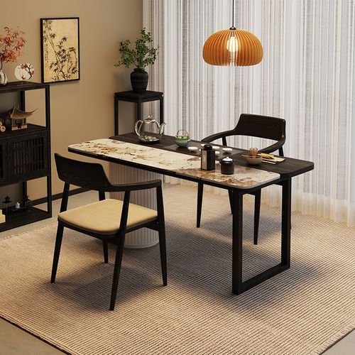 阳台茶桌椅组合新中式实木茶桌岩板茶台功夫茶几家用小户型泡茶桌