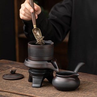 家用石墨自动茶具办公室会客泡茶壶礼品盒 陶皇帝紫陶功夫茶具套装