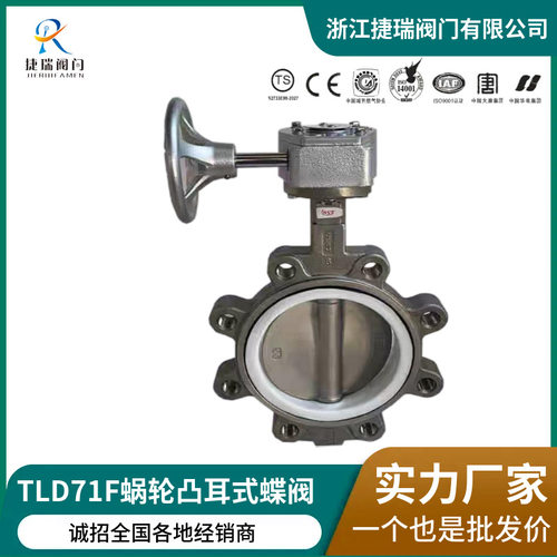 手动软密封凸耳式蝶阀LTD371F-150LBP美标四氟船用阀门涡轮蝶阀