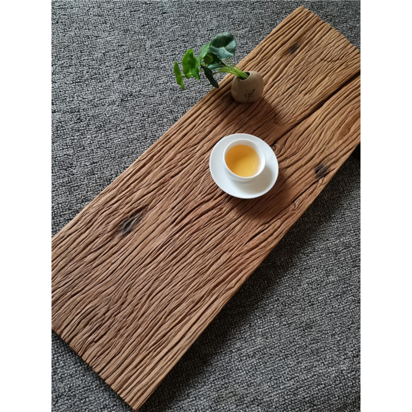 老榆木原生态实木干泡茶盘茶托整块风化木板茶台老木头拍照背景板