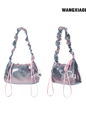 王小笨 新款DuangDuang单肩包潮流时尚女款亮银泡芙包 BH1210721