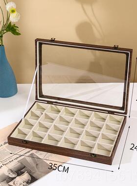 高档木纹皮盒大容量防环尘带盖珠宝箱首项饰收纳戒指链耳盒珠宝饰