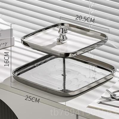 高档轻奢陶瓷水果盘家用点客饰厅茶几三层果盘创意装放心盘零食摆