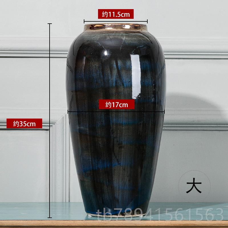 高档景德镇陶瓷花瓶现代色简约黑花摆瓶插干花仿真花假厅花盆客卧