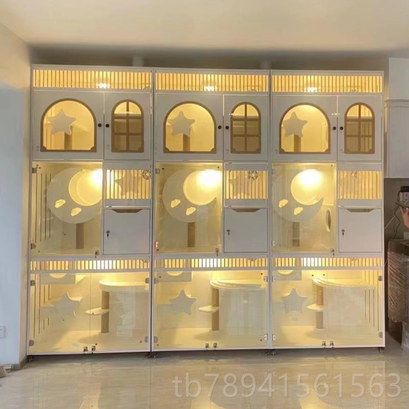 高档猫柜猫别墅实木猫舍空猫房猫窝豪多层大间华宠物展示柜繁育寄