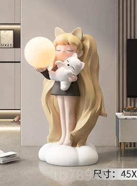 高档奶油风女孩大型落地客摆厅件家旁居饰品电视柜沙发托盘乔迁礼