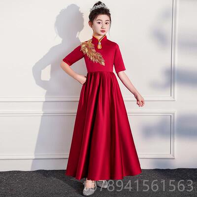 高档中式团红色男女童大合唱演出服中童山装爱比国诗歌朗诵赛表演