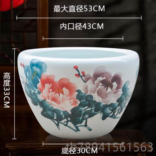 高档庭院龟大缸景德镇青花水缸酒金鱼缸荷花碗莲睡莲盆乌缸瓷店甲