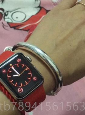 高档足银999面银手镯女实心纯光丝绕足银大人宝宝款手工定制民族