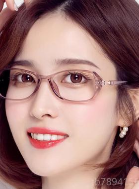 高档近视眼镜女优超轻配高度数防蓝光辐射变色镜眼女钻全框专雅业