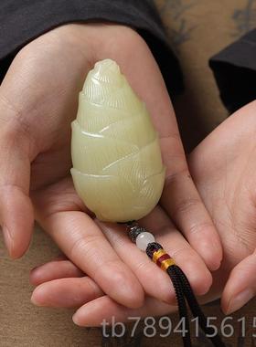 高档玉石手把件节竹节高升文玩解压把玩古礼件送朋友物桌面饰品摆