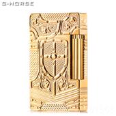 高档商务神骏ghore正品 朗男打火机防声风充气超薄清脆s纯黄铜侧滑