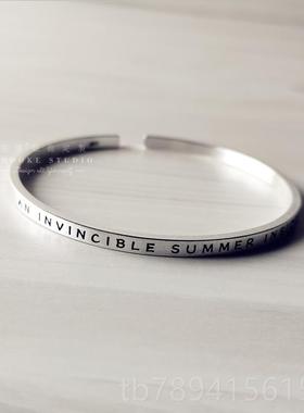 高档刻字细手镯 925纯银细制窄女款镯子定开手环简单口银镯5版20