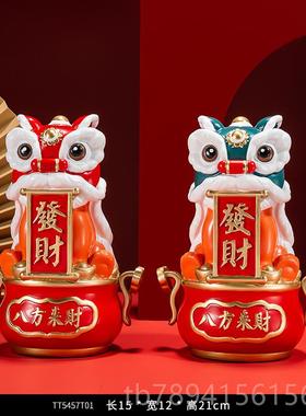 高档国潮创招礼品醒摆件客厅财办狮公室桌面装饰品文舞狮乔迁开业