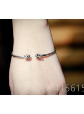 高档主0师218新款原创S92纯银手5工制作头小骷髅手镯