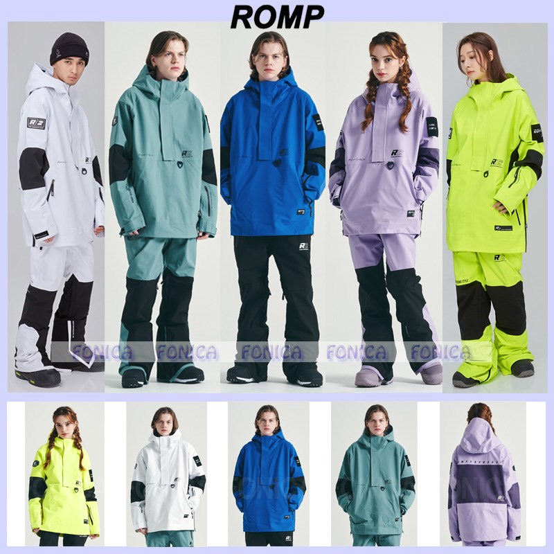 2324ROMP韩国滑雪服衣男女款单板双板防水防风连帽套头紫色白色