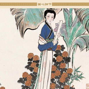 李清照人物画像 易安居士卷轴挂画 古代才女中式书房装饰画可定制