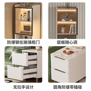 实木沙发边柜侧柜边几轻奢高级感2025新款茶几小桌子岩板角几边桌