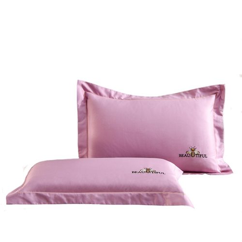 60S支纯棉全棉贡缎枕头套4874单人枕芯套一对装夏季绣花枕套包邮