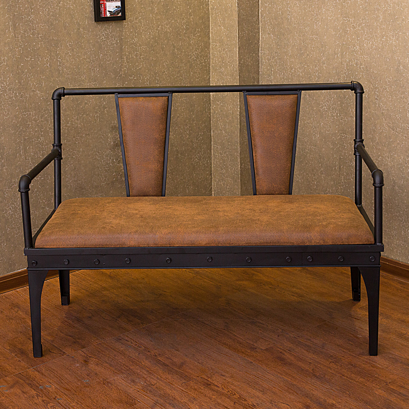 美式铁艺做旧咖啡厅餐桌椅复古酒吧桌椅休闲吧卡座沙发桌椅组合