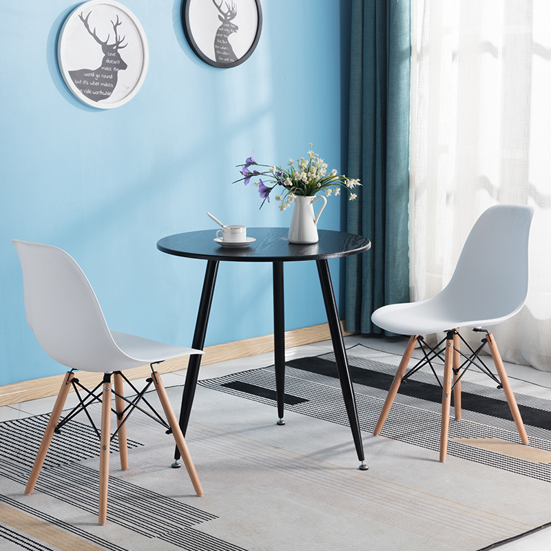 北欧洽谈接待会客桌椅组合时尚简约家用实木小圆桌咖啡奶茶店椅子
