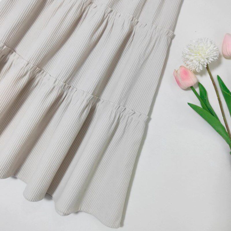 新款女童半身裙秋冬灯芯绒裙子儿童百褶裙加绒长款女宝宝洋气长裙