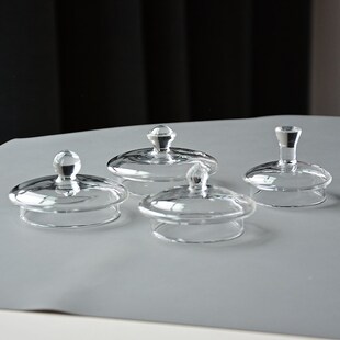 小口径高硼硅玻璃茶杯盖子80口径圆球顶珠提手盖带气孔防烫手盖子