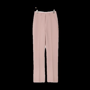 粉色西装裤女垂坠感春秋2023新款小个子直筒高腰显瘦休闲阔腿裤子