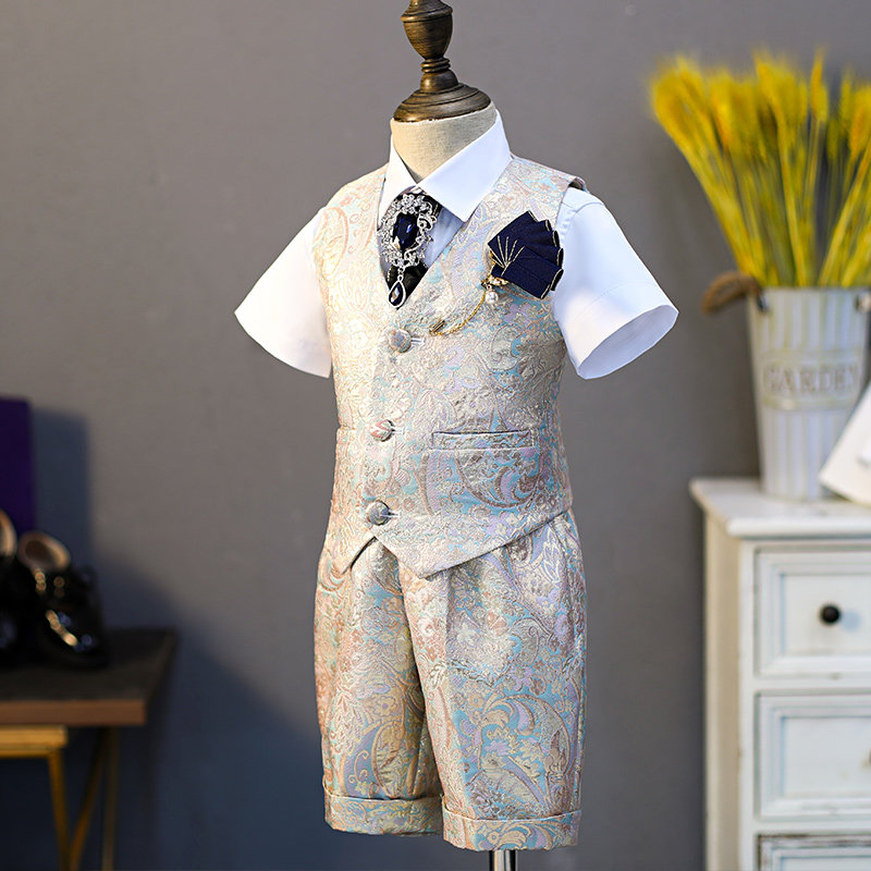 男宝周岁礼服短袖儿童西装套装男童花童西服走秀主持人演出服夏季