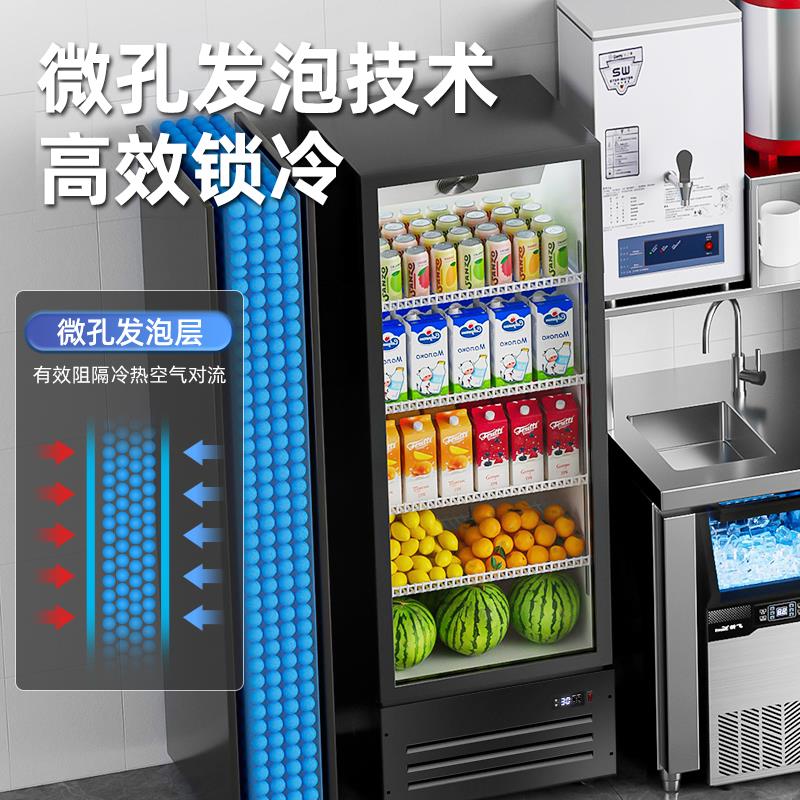 新飞 冷藏保鲜展示啤酒柜单门饮料柜冰柜除雾变色调节立式展示柜