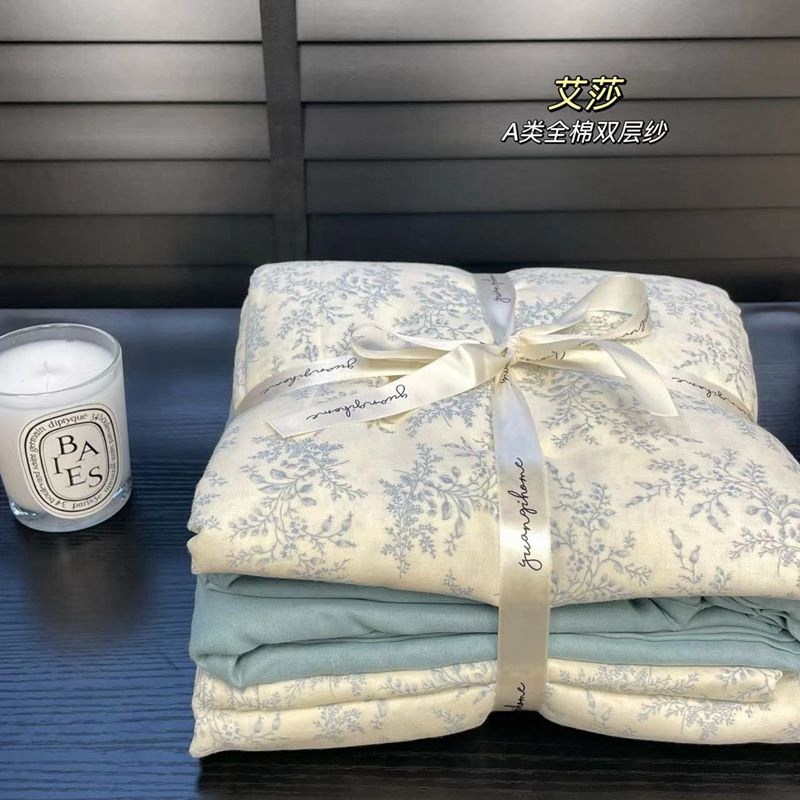 韩国设计师小碎花A类全棉双层纱四件套母婴级儿童宿舍纯棉三件套