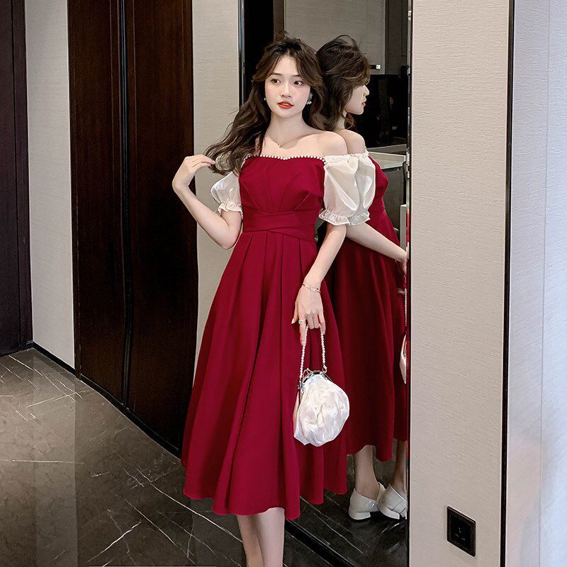 敬酒服女夏季款新娘回门便装红色裙子结婚礼服平时可穿订婚连衣裙