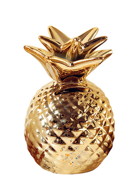 金色白色陶瓷菠萝凤梨造型储蓄罐装饰摆件储钱罐